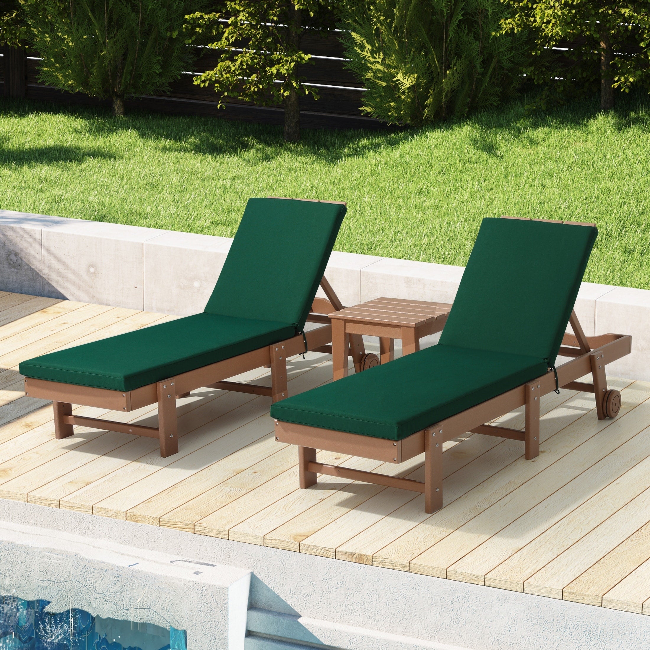 Polytrends Fading Free All Weather Outdoor Patio Chaise Lounge Cushions - (Set of 2)