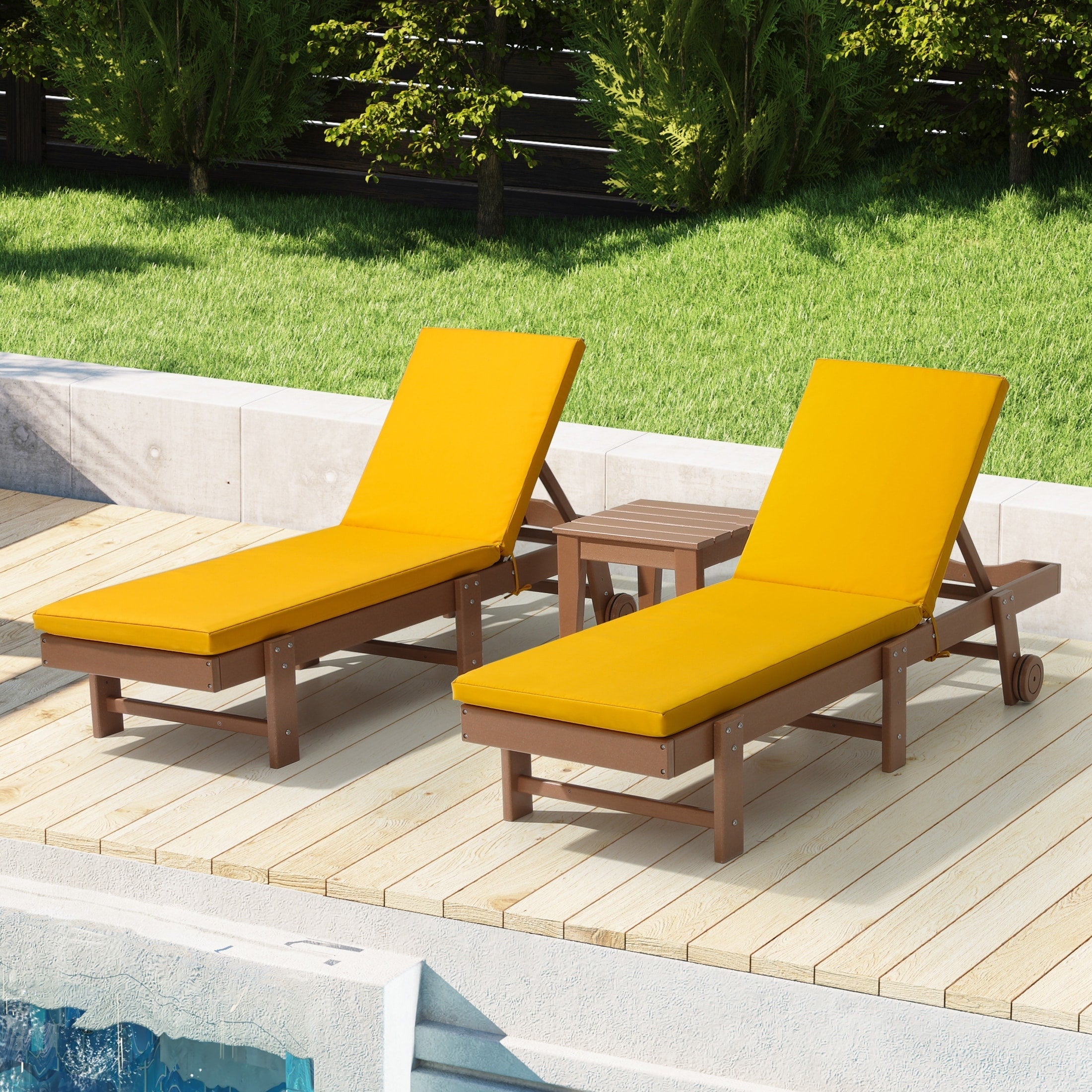 Polytrends Fading Free All Weather Outdoor Patio Chaise Lounge Cushions - (Set of 2)