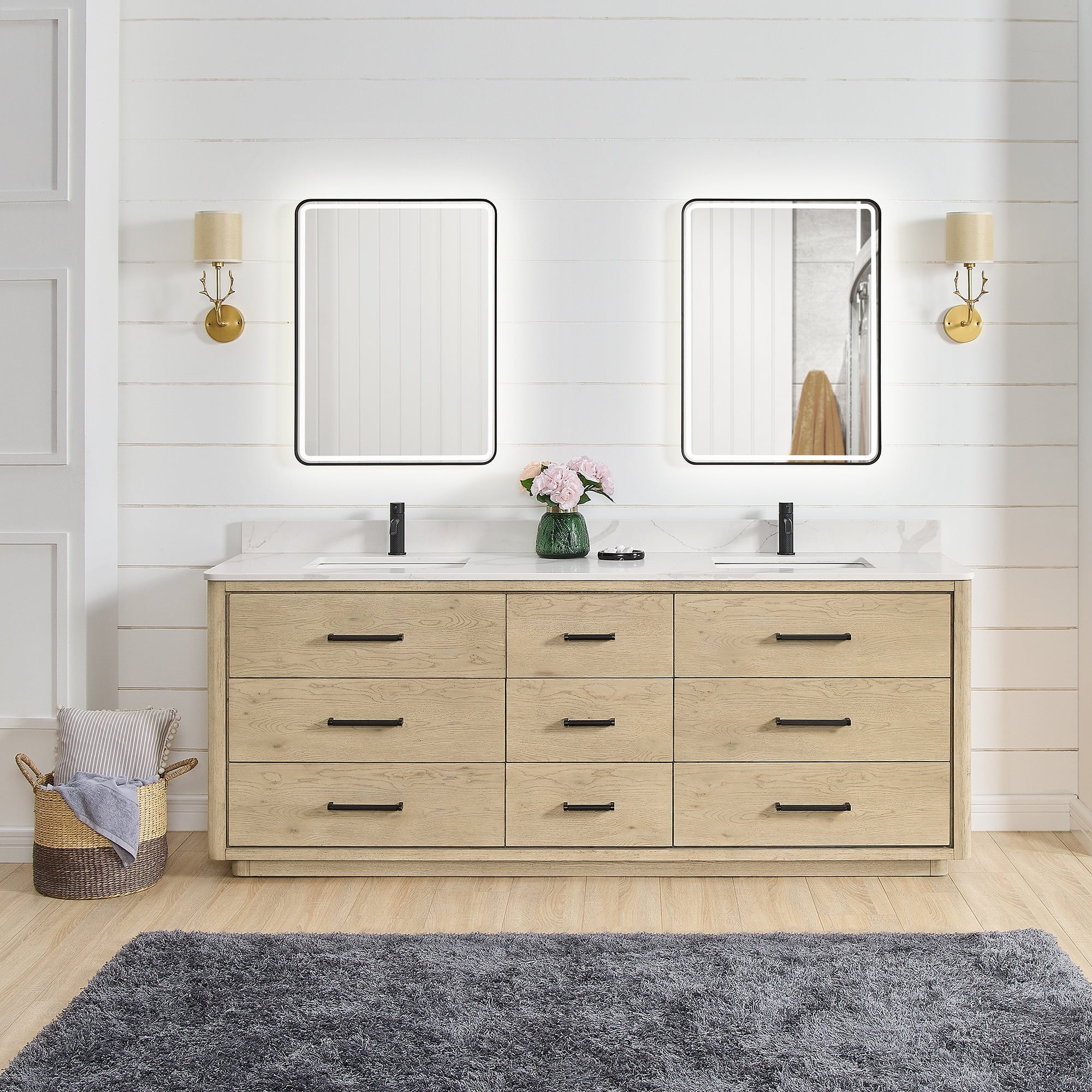 Porto Bath Vanity with White Quartz Stone Top without Mirror