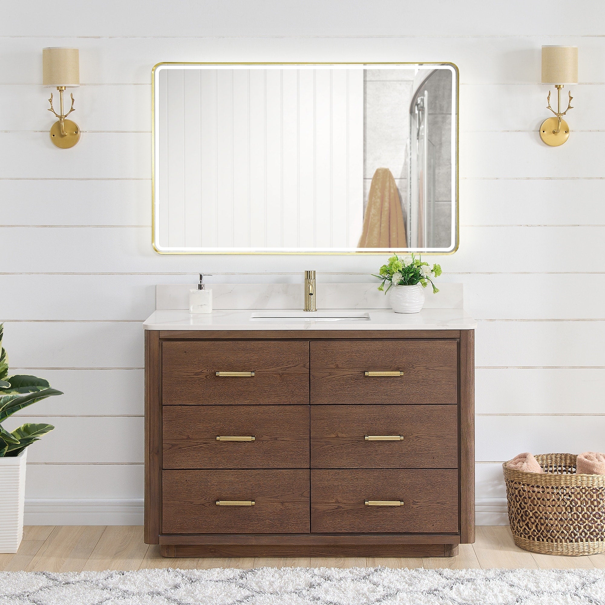 Porto Bath Vanity with White Quartz Stone Top without Mirror