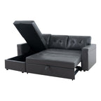 Convertible Reversible Sectional Sofa with Pull-Out Sleeper Bed, Hidden Storage Chaise, and Durable Legs