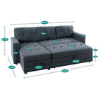 Convertible Reversible Sectional Sofa with Pull-Out Sleeper Bed, Hidden Storage Chaise, and Durable Legs