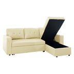 Convertible Reversible Sectional Sofa with Pull-Out Sleeper Bed, Hidden Storage Chaise, and Durable Legs