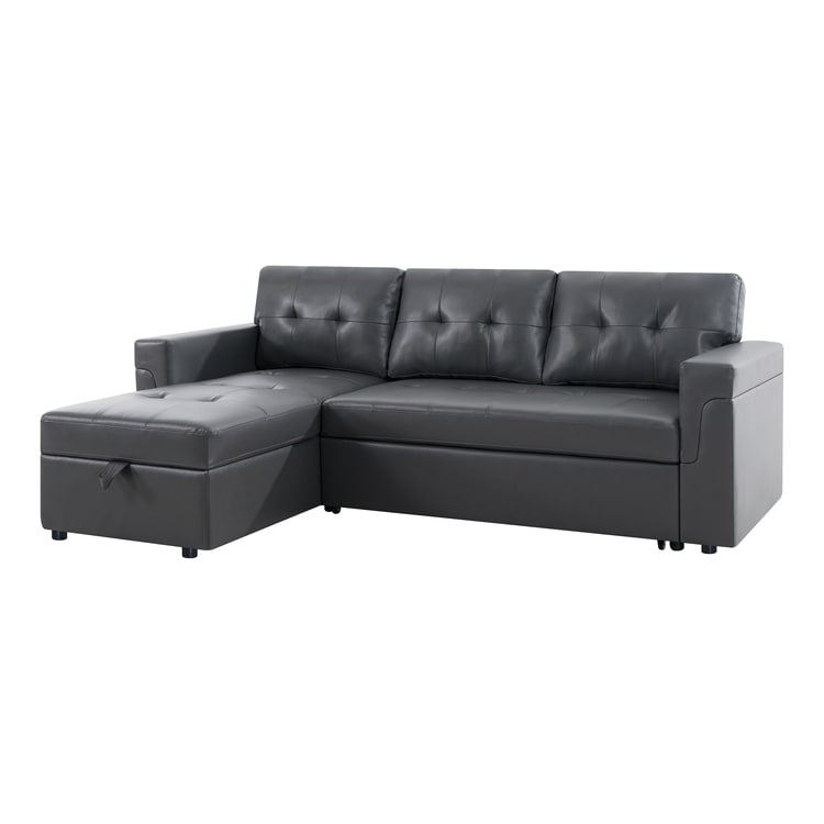 Convertible Reversible Sectional Sofa with Pull-Out Sleeper Bed, Hidden Storage Chaise, and Durable Legs