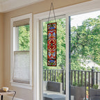 River of Goods Victorian Stained Glass Fleur De Lis Window Panel - 9.5L x 0.25W x 36H