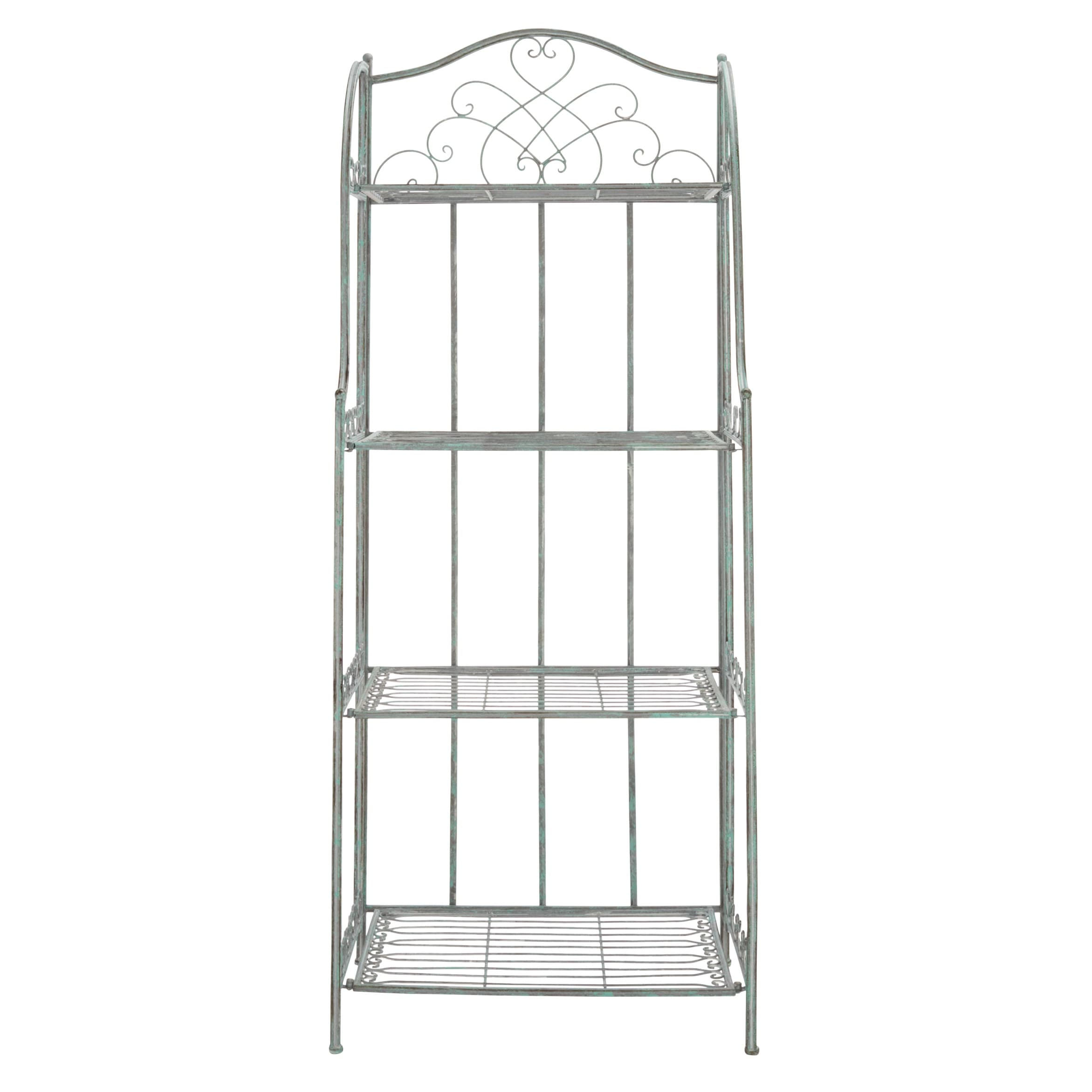 SAFAVIEH Bryn Victorian Wrought Iron 4-Tier Outdoor Bakers Rack - 25 In. W x 15 In. D x 63 In. H - 25W x 15D x 63H