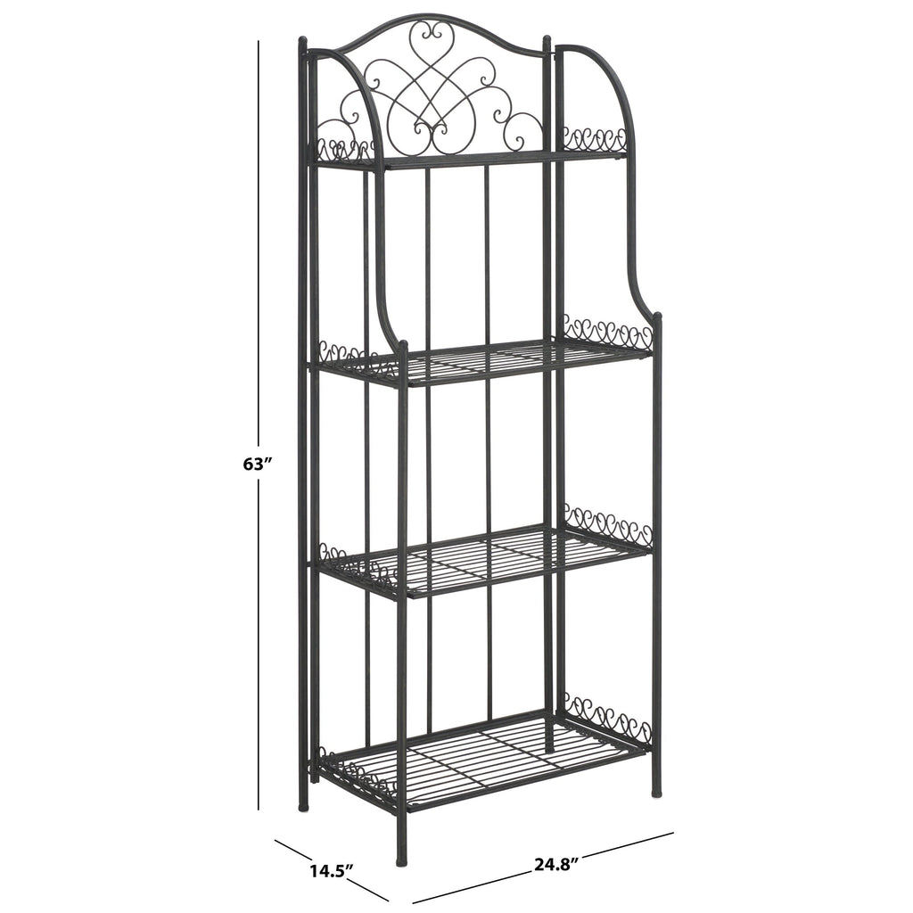 SAFAVIEH Bryn Victorian Wrought Iron 4-Tier Outdoor Bakers Rack - 25 In. W x 15 In. D x 63 In. H - 25W x 15D x 63H
