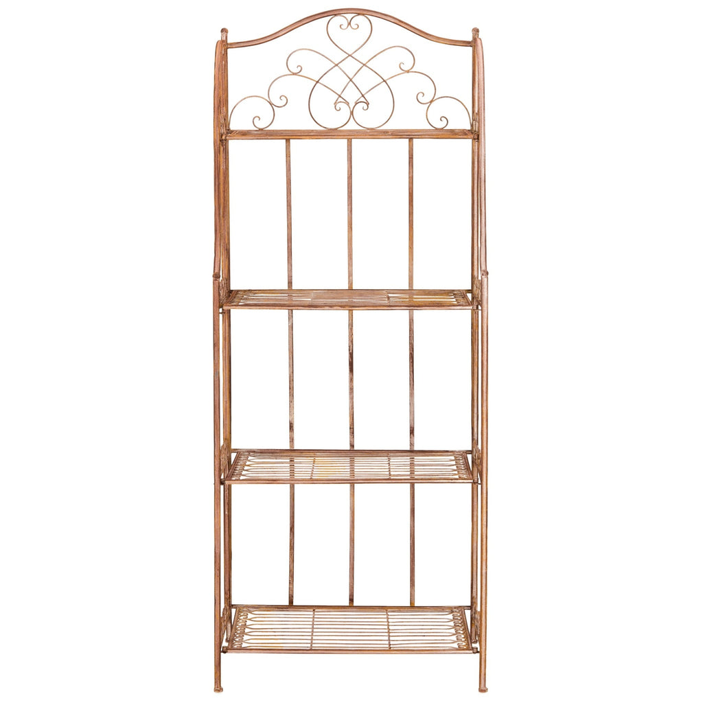 SAFAVIEH Bryn Victorian Wrought Iron 4-Tier Outdoor Bakers Rack - 25 In. W x 15 In. D x 63 In. H - 25W x 15D x 63H