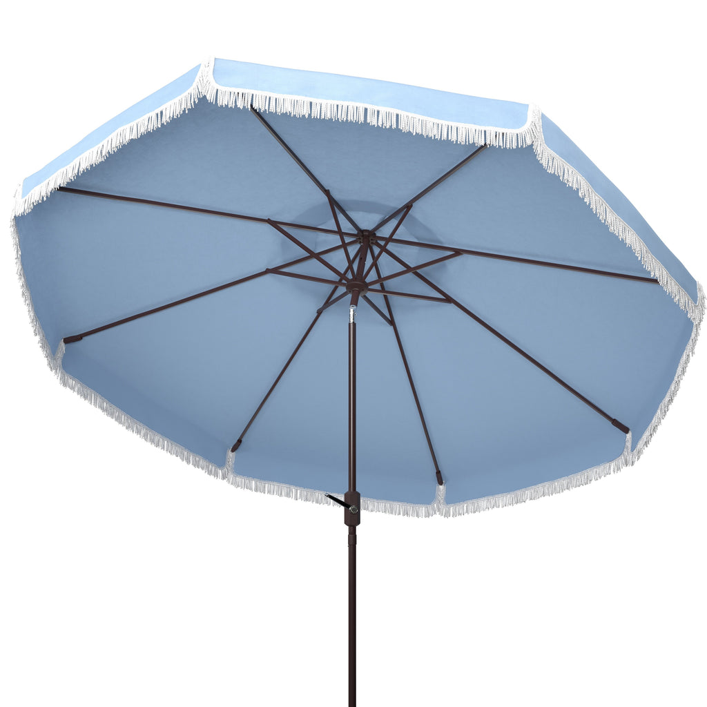 SAFAVIEH Ronette Fringe 9 Ft Crank Outdoor Umbrella