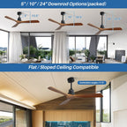 Sofucor 52 Indoor Wood Ceiling Fan Light with Remote, Integrated Light Optional