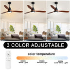 Sofucor 52 Indoor Wood Ceiling Fan Light with Remote, Integrated Light Optional