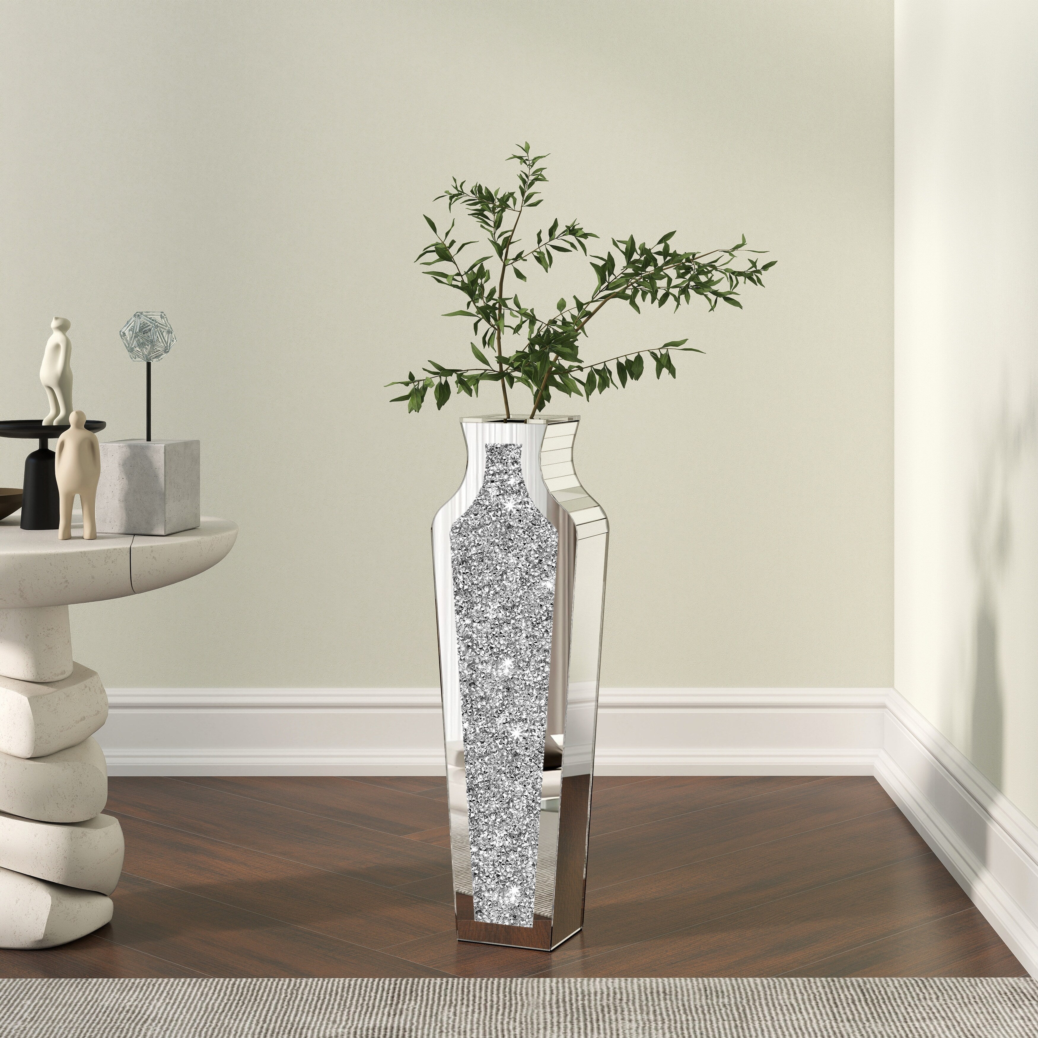 Tall Crushed Diamond Floor Vase