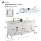 Vanity Art 72 Double Sink Bathroom Vanity Cabinet with Engineered Marble Top