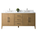 Vanity Art 72 Double Sink Bathroom Vanity Cabinet with Engineered Marble Top