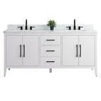 Vanity Art 72 Double Sink Bathroom Vanity Cabinet with Engineered Marble Top