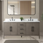 Vanity Art 72 Double Sink Bathroom Vanity Cabinet with Engineered Marble Top