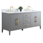 Vanity Art 72 Double Sink Bathroom Vanity Cabinet with Engineered Marble Top