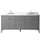 Vanity Art 72 Double Sink Bathroom Vanity Cabinet with Engineered Marble Top