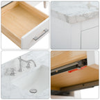 Vanity Art 72 Double Sink Bathroom Vanity Cabinet with Engineered Marble Top