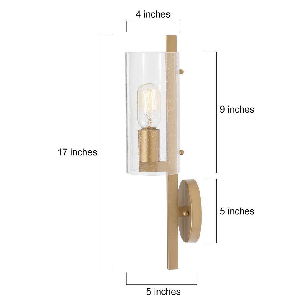 Zenith Modern Farmhouse Cylinder Seeded Glass Transitional Bathroom Wall Sconce